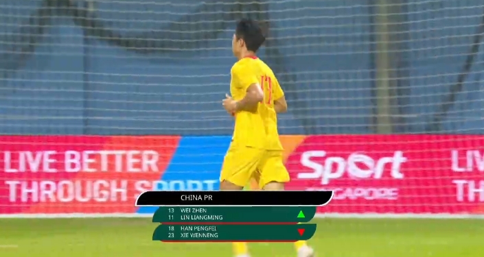 半场2-0后连换两人 林良铭魏震替补登场